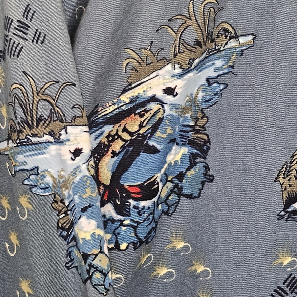 Men’s Michael Austin Rugged Wear Bass Fishing Shirt XL Teal Green Blue - Picture 3 of 13